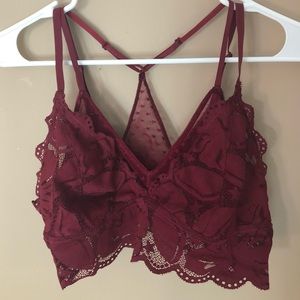 Burgundy lace bralette